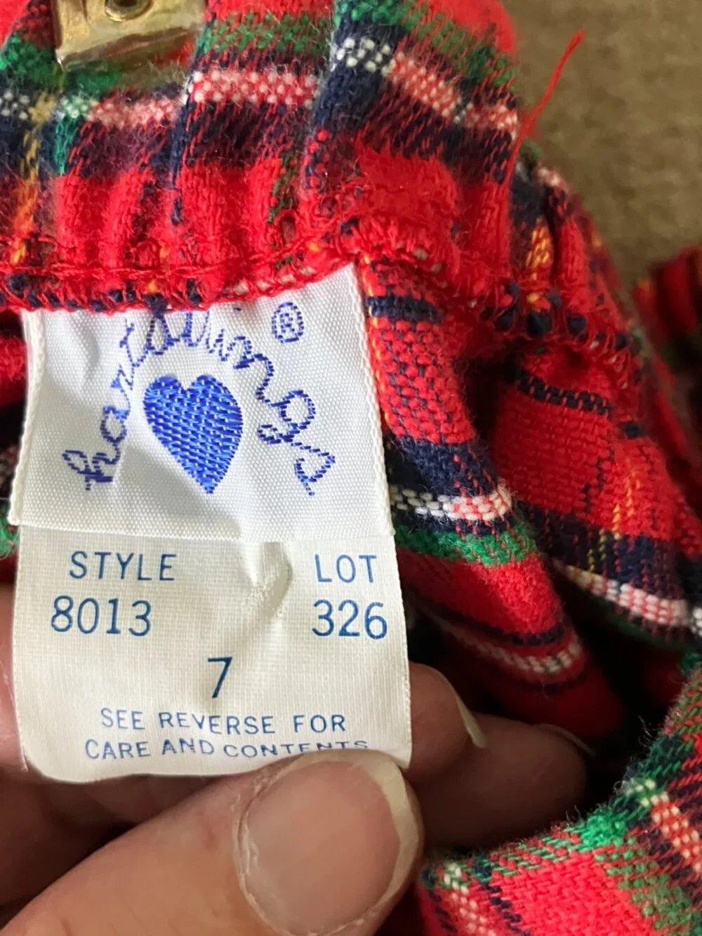 Girls Hartstrings Pleated Plaid Skirt with Suspenders Size 7 Holiday Made In USA